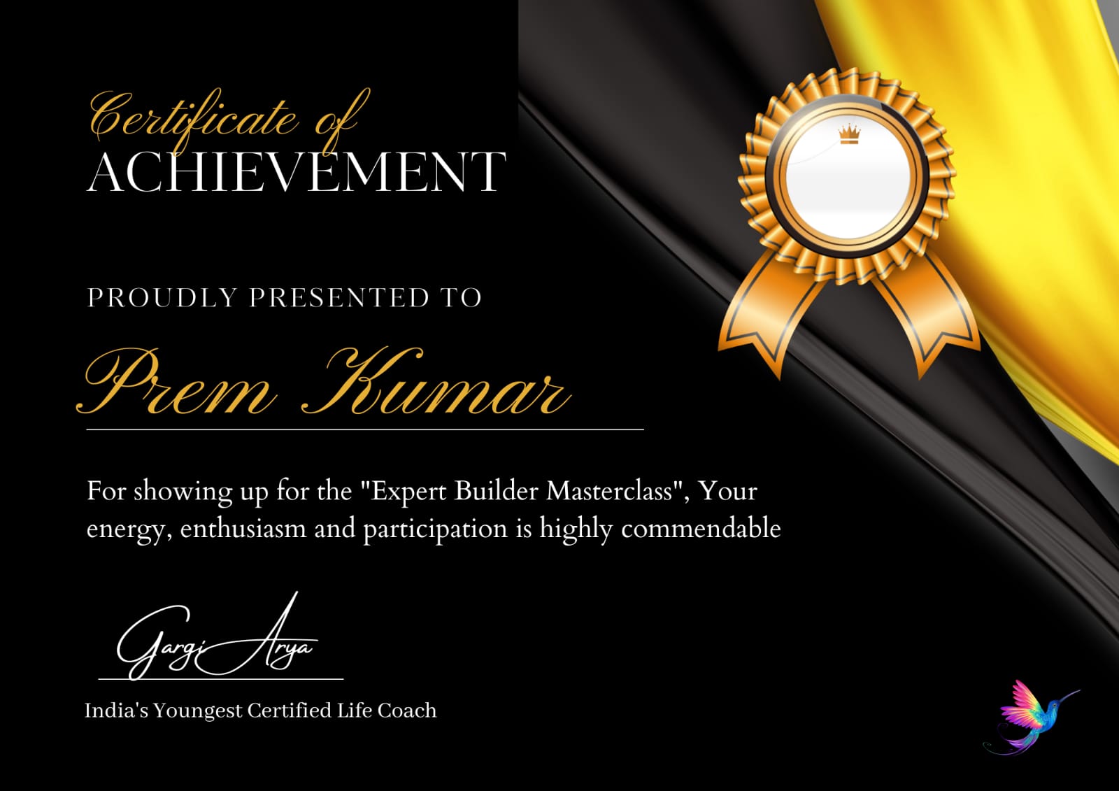 Certification by Gargi arya